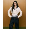 AGAM Contrast Color Hooded Short Knit Sweater Vest Set