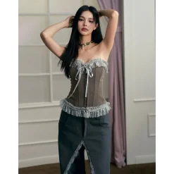 AGAM Lace Edged Fish-Bone Vest