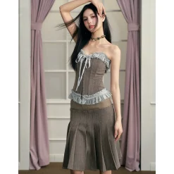 AGAM Lace Edged Fish-Bone Vest