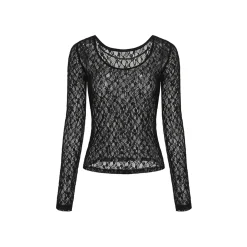AGAM Lace Mesh L/S Top Black
