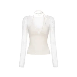AGAM Lace Sleeve Mesh Tank Top