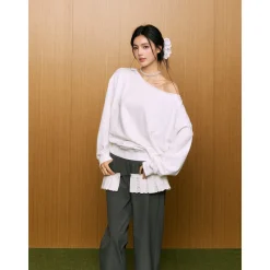 AGAM Off-Shoulder Loose Silhouette Top White
