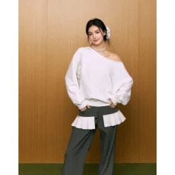AGAM Off-Shoulder Loose Silhouette Top White