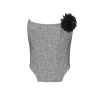 AGAM Rose Decor Polka Dots Tube Top Grey