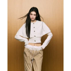 AGAM Twist Shawl Knit Cardigan White