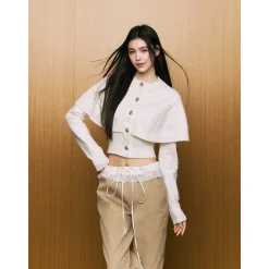 AGAM Twist Shawl Knit Cardigan White