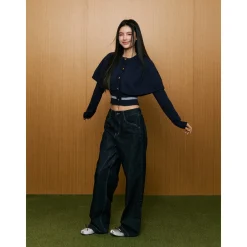 AGAM Twist Shawl Knit Cardigan Navy Blue