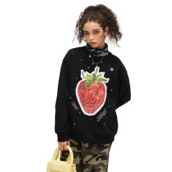 Alexia Sandra Fruit Paradise Star Printed Drop Shoulder Sweater Black