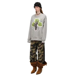 Alexia Sandra Fruit Paradise Star Printed Drop Shoulder Sweater Gray