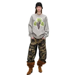 Alexia Sandra Fruit Paradise Star Printed Drop Shoulder Sweater Gray