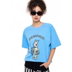 Alexia Sandra Graffiti Wooden Horse Printed T-Shirt Blue
