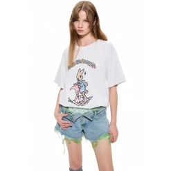 Alexia Sandra Graffiti Wooden Horse Printed T-Shirt White