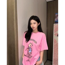 Alexia Sandra Graffiti Wooden Horse Printed T-Shirt Pink
