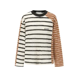 Alexia Sandra Irregular Striped Patchwork L/S Top Brown