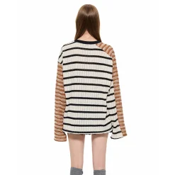 Alexia Sandra Irregular Striped Patchwork L/S Top Brown