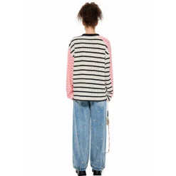Alexia Sandra Irregular Striped Patchwork L/S Top Pink