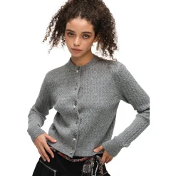 Alexia Sandra Ocean Star Trim Button Twist Knit Cardigan Top