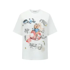 Alexia Sandra Printed Graffiti Rabbit T-Shirt White