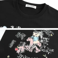 Alexia Sandra Printed Graffiti Rabbit T-Shirt Black