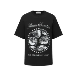 Alexia Sandra Strawberry Club Printed Polka Dots T-Shirt Black