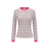 Alexia Sandra Striped Round Neck L/S Knit Top Grey/Pink