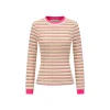 Alexia Sandra Striped Round Neck L/S Knit Top Beige/Pink