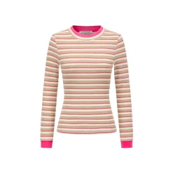 Alexia Sandra Striped Round Neck L/S Knit Top Beige/Pink