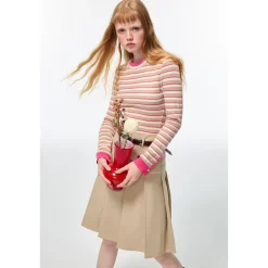 Alexia Sandra Striped Round Neck L/S Knit Top Beige/Pink