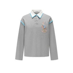 Alexia Sandra Trojan Rabbit Embroidery L/S Polo Top Gray