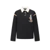 Alexia Sandra Trojan Rabbit Embroidery L/S Polo Top Black