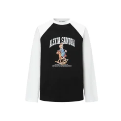 Alexia Sandra Trojan Rabbit Printed Raglan L/S Tee Black
