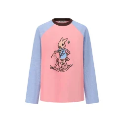 Alexia Sandra Trojan Rabbit Contrast Color Raglan L/S Tee Blue Pink