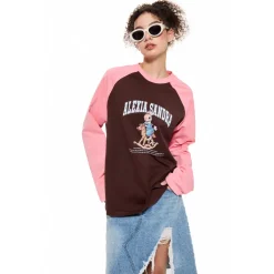 Alexia Sandra Trojan Rabbit Printed Raglan L/S Tee Brown