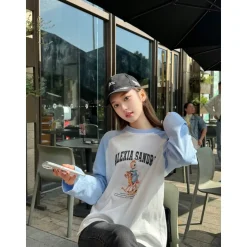 Alexia Sandra Trojan Rabbit Printed Raglan L/S Tee Blue