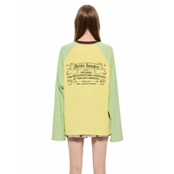 Alexia Sandra Trojan Rabbit Contrast Color Raglan L/S Tee Yellow Green