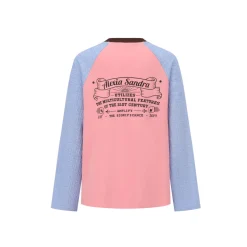 Alexia Sandra Trojan Rabbit Contrast Color Raglan L/S Tee Blue Pink