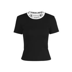 Ann Andelman Collar Logo Slim Fit Top Black