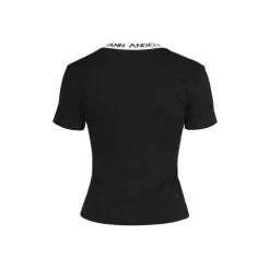 Ann Andelman Collar Logo Slim Fit Top Black