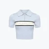 Ann Andelman Color Blocked Logo Knitted Short Polo Top Blue