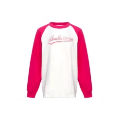 Ann Andelman Color Blocked Logo Print L/S Tee Pink