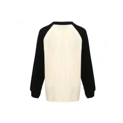 Ann Andelman Color Blocked Logo Print L/S Tee Black