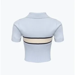 Ann Andelman Color Blocked Logo Knitted Short Polo Top Blue
