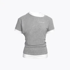 Ann Andelman Fake-2-Piece Patchwork Slim T-Shirt Gray