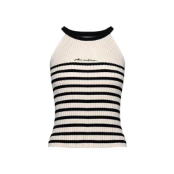 Ann Andelman Halter Neck Striped Knit Vest Top
