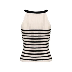 Ann Andelman Halter Neck Striped Knit Vest Top