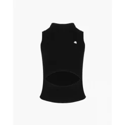 Ann Andelman Hollow Out Knit Vest Top Black