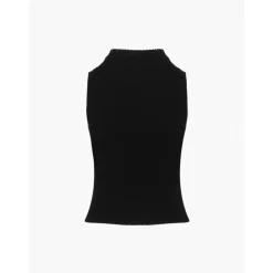 Ann Andelman Hollow Out Knit Vest Top Black