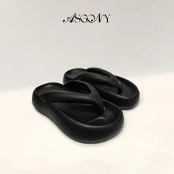 AsGony Casual Flip Flops Black