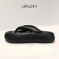 AsGony Casual Flip Flops Black