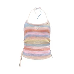 AsGony Colorful Striped Knit Halter Vest